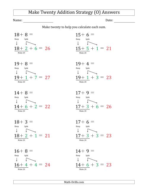 The Make Twenty Addition Strategy (O) Math Worksheet Page 2