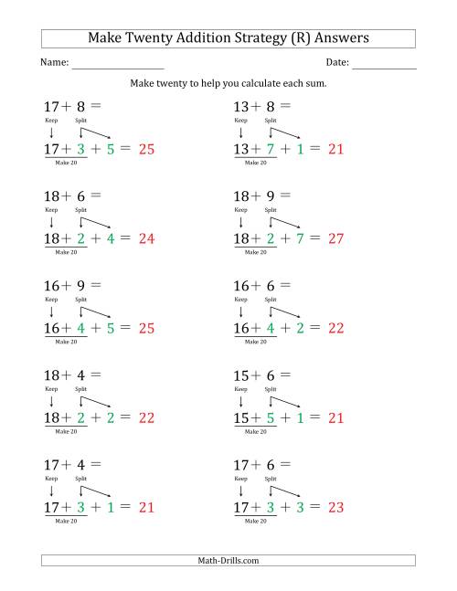 The Make Twenty Addition Strategy (R) Math Worksheet Page 2