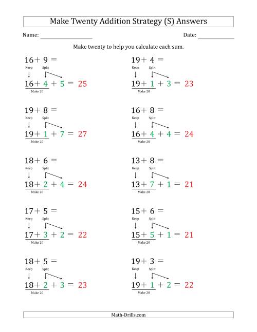 The Make Twenty Addition Strategy (S) Math Worksheet Page 2