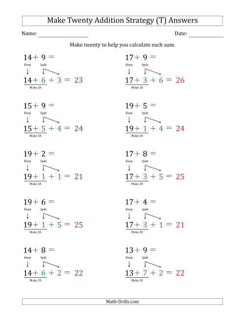 The Make Twenty Addition Strategy (T) Math Worksheet Page 2