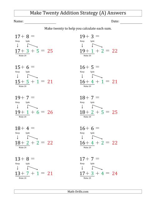 The Make Twenty Addition Strategy (All) Math Worksheet Page 2