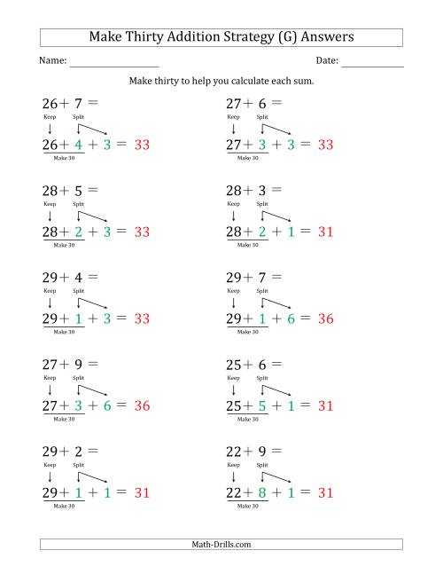 The Make Thirty Addition Strategy (G) Math Worksheet Page 2