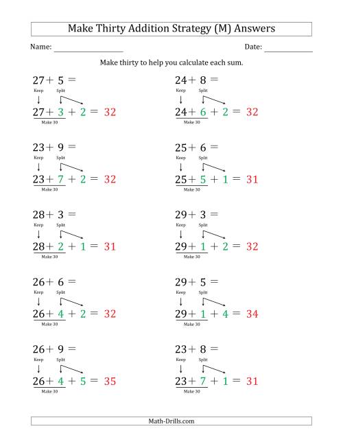 The Make Thirty Addition Strategy (M) Math Worksheet Page 2