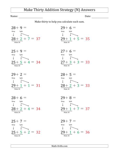 The Make Thirty Addition Strategy (N) Math Worksheet Page 2