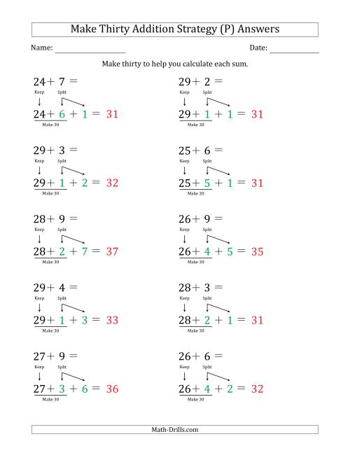 The Make Thirty Addition Strategy (P) Math Worksheet Page 2