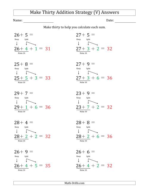 The Make Thirty Addition Strategy (V) Math Worksheet Page 2