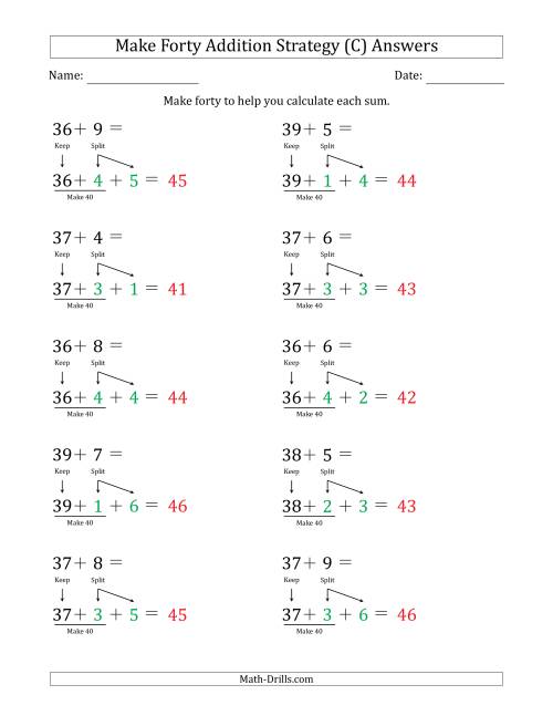 The Make Forty Addition Strategy (C) Math Worksheet Page 2