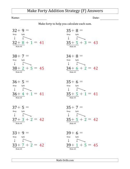 The Make Forty Addition Strategy (F) Math Worksheet Page 2