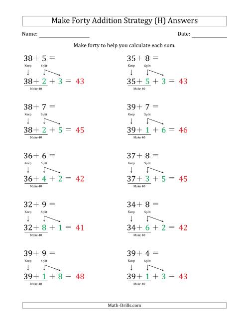 The Make Forty Addition Strategy (H) Math Worksheet Page 2