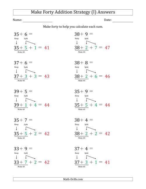The Make Forty Addition Strategy (I) Math Worksheet Page 2