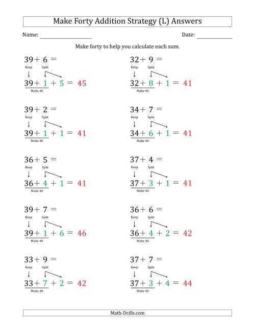 The Make Forty Addition Strategy (L) Math Worksheet Page 2