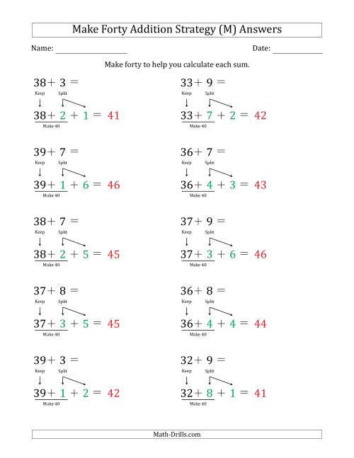 The Make Forty Addition Strategy (M) Math Worksheet Page 2
