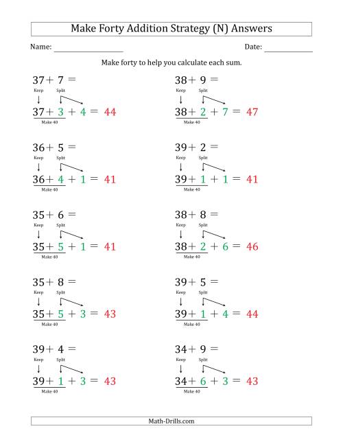 The Make Forty Addition Strategy (N) Math Worksheet Page 2