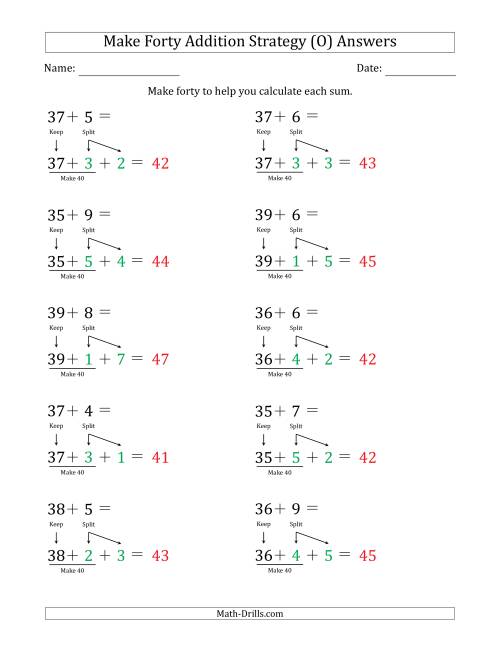 The Make Forty Addition Strategy (O) Math Worksheet Page 2