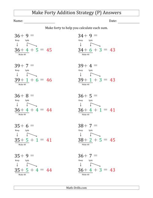 The Make Forty Addition Strategy (P) Math Worksheet Page 2