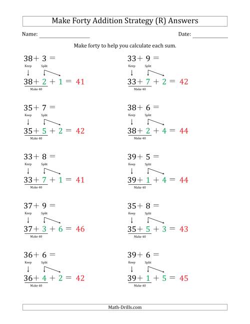 The Make Forty Addition Strategy (R) Math Worksheet Page 2