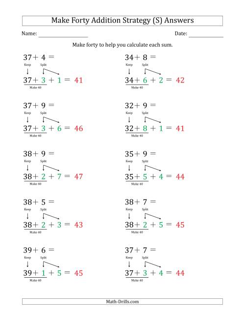 The Make Forty Addition Strategy (S) Math Worksheet Page 2