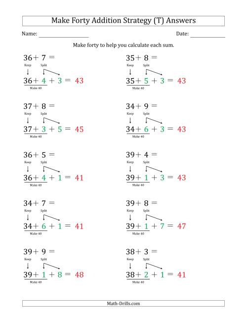 The Make Forty Addition Strategy (T) Math Worksheet Page 2