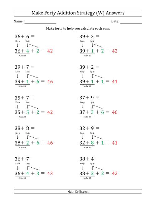 The Make Forty Addition Strategy (W) Math Worksheet Page 2