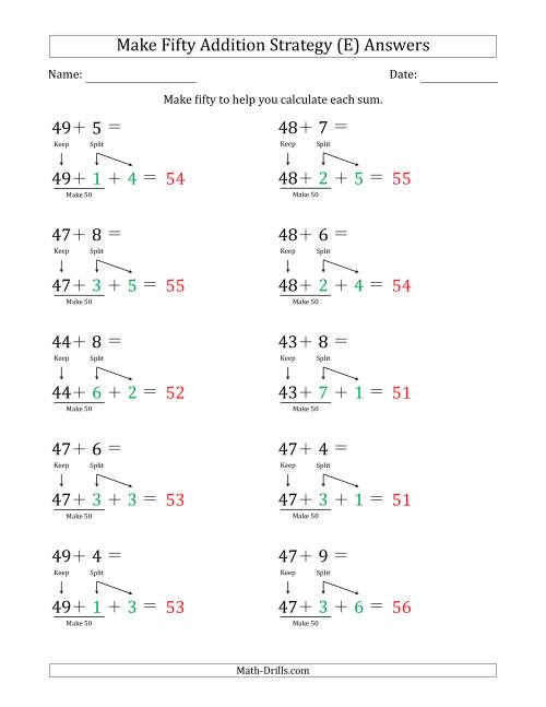 The Make Fifty Addition Strategy (E) Math Worksheet Page 2