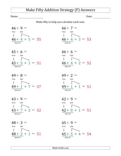 The Make Fifty Addition Strategy (F) Math Worksheet Page 2