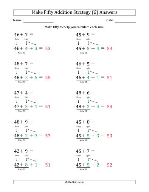 The Make Fifty Addition Strategy (G) Math Worksheet Page 2