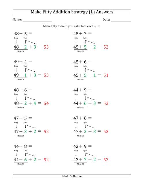 The Make Fifty Addition Strategy (L) Math Worksheet Page 2