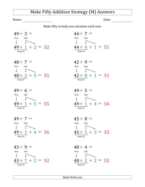 The Make Fifty Addition Strategy (M) Math Worksheet Page 2