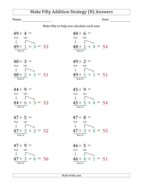 The Make Fifty Addition Strategy (N) Math Worksheet Page 2