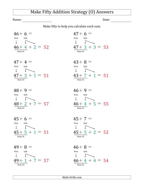 The Make Fifty Addition Strategy (O) Math Worksheet Page 2