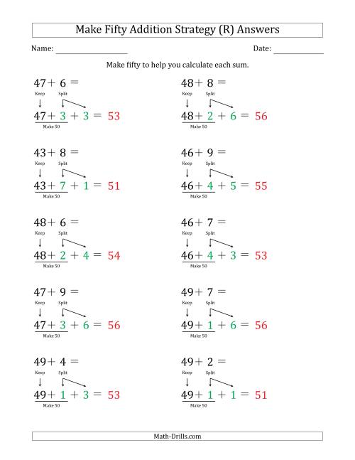 The Make Fifty Addition Strategy (R) Math Worksheet Page 2