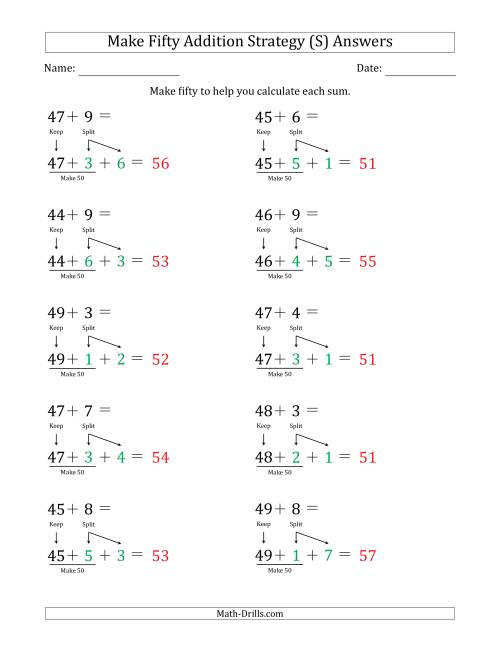 The Make Fifty Addition Strategy (S) Math Worksheet Page 2