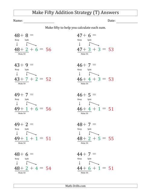 The Make Fifty Addition Strategy (T) Math Worksheet Page 2