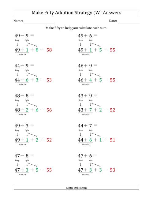 The Make Fifty Addition Strategy (W) Math Worksheet Page 2