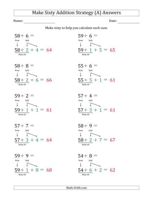 The Make Sixty Addition Strategy (A) Math Worksheet Page 2