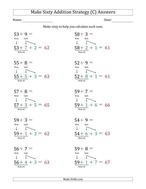 The Make Sixty Addition Strategy (C) Math Worksheet Page 2