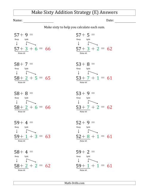 The Make Sixty Addition Strategy (E) Math Worksheet Page 2