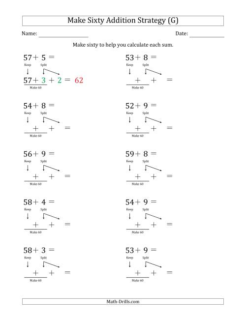 The Make Sixty Addition Strategy (G) Math Worksheet