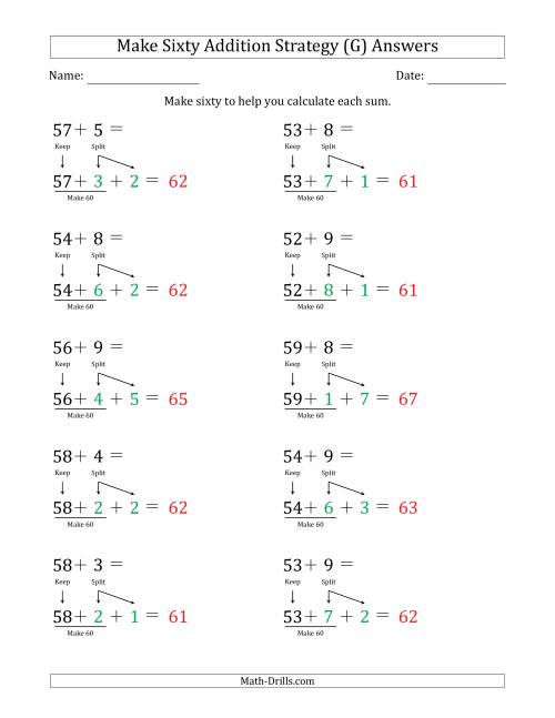 The Make Sixty Addition Strategy (G) Math Worksheet Page 2