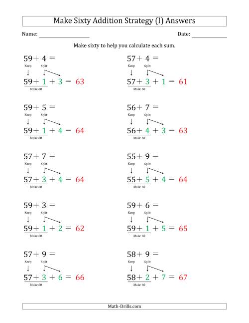 The Make Sixty Addition Strategy (I) Math Worksheet Page 2