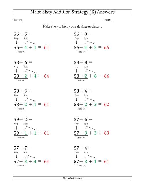 The Make Sixty Addition Strategy (K) Math Worksheet Page 2