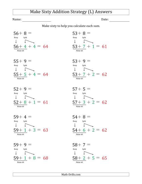 The Make Sixty Addition Strategy (L) Math Worksheet Page 2