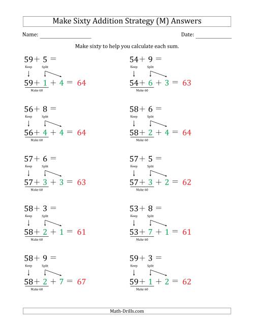 The Make Sixty Addition Strategy (M) Math Worksheet Page 2