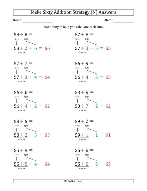 The Make Sixty Addition Strategy (N) Math Worksheet Page 2