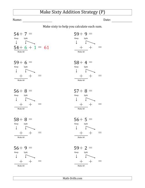 The Make Sixty Addition Strategy (P) Math Worksheet
