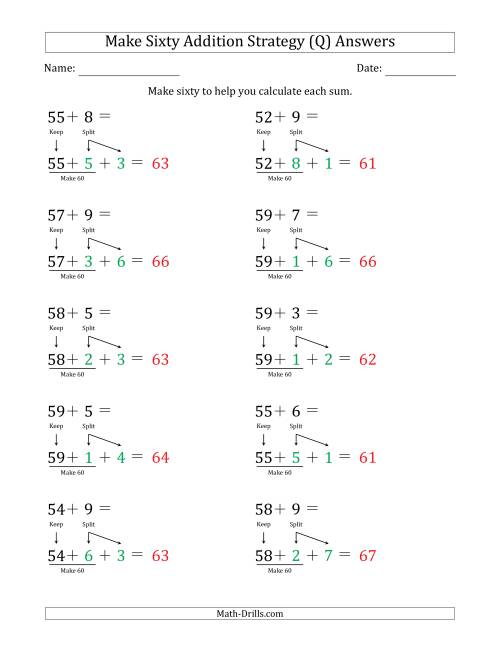 The Make Sixty Addition Strategy (Q) Math Worksheet Page 2