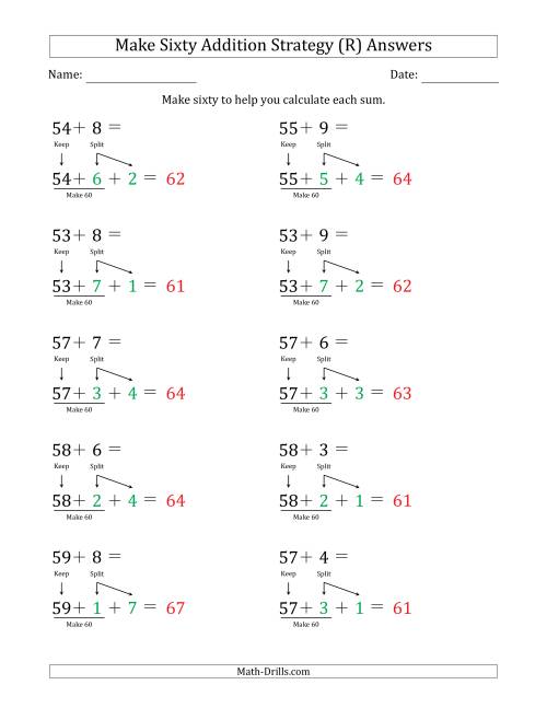 The Make Sixty Addition Strategy (R) Math Worksheet Page 2