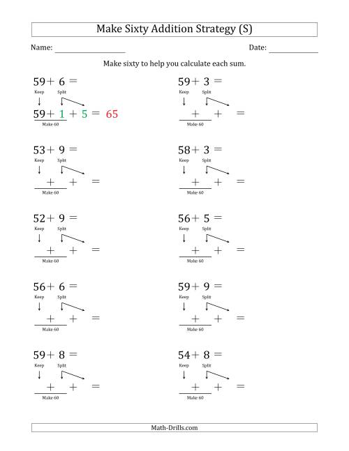 The Make Sixty Addition Strategy (S) Math Worksheet