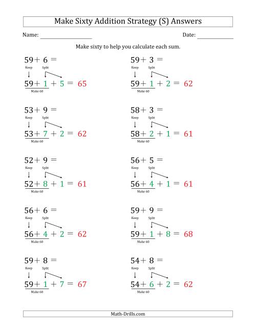 The Make Sixty Addition Strategy (S) Math Worksheet Page 2