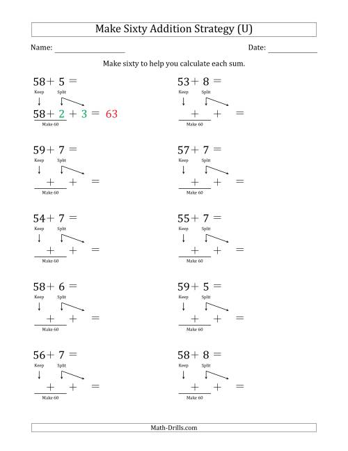 The Make Sixty Addition Strategy (U) Math Worksheet